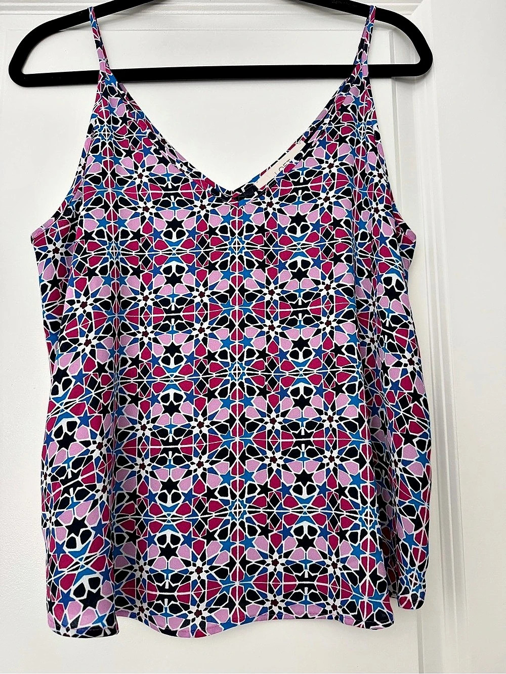 LOFT Geometric Camisole in Blue & Pink Size Small
